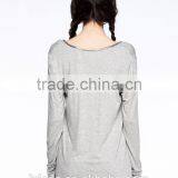 Slim Fit Women Gray Long Sleeve Large V-neck t Shirt thumbnail-4