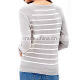 Long Sleeve Rib Knitted Striped Soft Latest Sweater Designs for Woman thumbnail-3