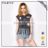 Fashion Tassel Pattern Printing 100% Cotton Tank Top thumbnail-4