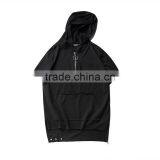 Men Black Zipper o Ring Hip Hop t Shirt With Hood thumbnail-1