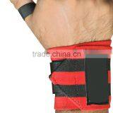 Weight Lifting Wrist Wraps in Red Color With Two Black Strips thumbnail-1