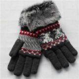 China Quality Acrylic Mix Color Knitted Lady Mittens With Faux Fur Manufacturers thumbnail-1