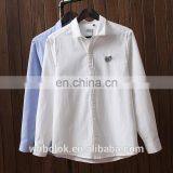 OEM Men's White Blue Oxford Shirt Custom Design Logo Casual Cotton Shirt thumbnail-1