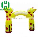 Yellow Color Giraffe Themed Outdoor Inflatable Entrance Arch For Advertising