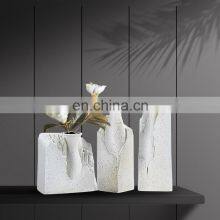 Minimalist Pure White Modern Creative Hand Made Flower Vase Ceramic For Home Decoration thumbnail-5