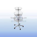 Metal Wire Display Basket Rack With Stand