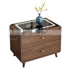 Bedroom Furniture Small  Wood Smart Led Light Nightstand Table Night Stand Bedside Table