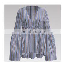 Popular Elegant Design Cotton Yarn Dyed Wrinkle Stripe Fabric for Blouses thumbnail-5