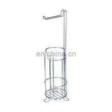 Free Standing Toilet Paper Holder Spare Roll Bathroom Storage Toilet Paper Stand Steel Chrome thumbnail-1