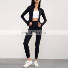 Outdoors Gym Fitness Wear Fleece Leggings Suits Custom Logo Yoga Sports Sets With Jackets For Women thumbnail-5