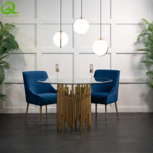 Modern Luxury Home Furniture Stainless Steel Frame Marble Top Dining Table thumbnail-5