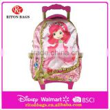 Pretty strawberry girl design 14 Inch 600D satin kids trolley bags