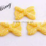21x28MM Yellow AB Color Custom Color Accept Retail Sale High Quality Resin Rhinestone Bow Beads for Necklace Jewelry thumbnail-1