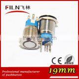 19mm Stainless Steel Flat Actuator Electrical Pushbutton Switch With 6vdc Ring Orange LED thumbnail-1