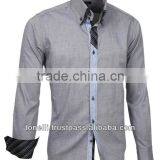 Slim Fit Long Sleeve Grey Oxford Shirts - Free DHL Express Shipping thumbnail-1