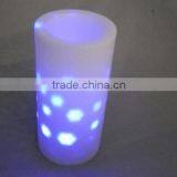 Battery Powered 6 Inch Plastic Pillar Colorful Christmas Moving Snowflake Candle thumbnail-1