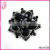 Silver Plated Black Enamel & Crystal 5 Leaf Clover Brooch thumbnail-1