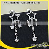 ebay zircon star pattern chain plated 925 silver earring