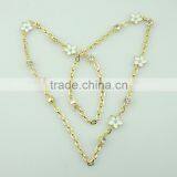 Wholesale Gold Chain Enamel Flower Rninestone Fashionable Jewelry Necklace Set thumbnail-3
