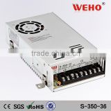 CE Rohs approved 350w led/cctv camera smps universal power supply 36v 10a