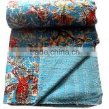 RTHKG-20 Indian Bengali Designer Fruit Floral Cotton Fabric Kantha Gudari Bedspread Traditional Manufacturer Wholesaler Throw thumbnail-3