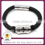 Alibaba China Manufacturer Wholesales Stainless Steel Religious Black Enamel Jesus Cross Leather Bracelets With Magnetic Clasp