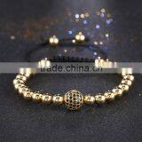 New Diy Design Braiding Macrame Men Silver Plated Bracelets Pave CZ Ball Connector Charm Bracelets