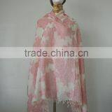 Women Spring Viscose Rayon Polyester Blend Floral Pashmina Shawl Wrap