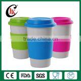 Wholesale Porcelain Promotional Coffee Mug White Ceramic Mug With Silicone Lid and Sleeve thumbnail-1