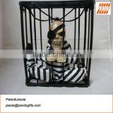 STUFFED PIRATE IN CAGE,WITH LIGHT UP EYES,SOUND,SENSOR,MOVING