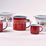 Red 2016 New Roll Rim Beeg Coffee Mug Custom Printing Enamel Camping Mug thumbnail-4