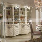 Rome Style Corner Vitrine Two Doors Display Cabinet, Fine Carved Corbel Decorated Dining Room Wine Display Cabinet thumbnail-3