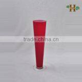 Colored Tall Cone Shaped Cylinder Glass Vase, Handmade Wedding Use Glassware With Pinch Bottom thumbnail-2