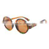 OEM Sunglasses Lens Handmade Round Wooden Sun Glasses Rainbow Wood Frame Cute Glasses thumbnail-2