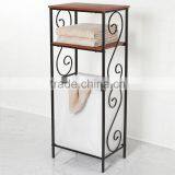 3 Tiers Metal Bathroom Scroll Storage Organizer Laundry Sorter With 2 Storage Shelves Laundry Hamper thumbnail-1
