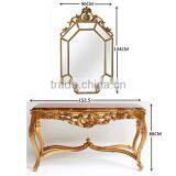 Medieval Reproduction Furniture Sets Wood Veneer Top Console Table With Wall Mirror thumbnail-6