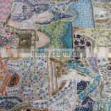 Indian Colorful Retro Tapestry Textile Pattern With Floral Ornament With Pearl & Beads Work thumbnail-2