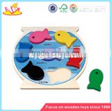 Wholesale teaching aid colorful wooden fish puzzle toy baby cute wooden fish puzzle toy W14C070