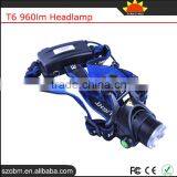 T6 960lm 3 Mode Powerful Led Headlamp Wholesale Rechargable Head Flashlight thumbnail-2