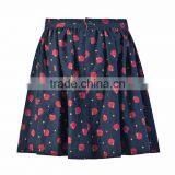 2015 New Fashion Apple Printed Back Button Petite Pleated Flippy SKirt thumbnail-3