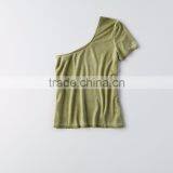 MGOO Sexy One Shoulder T-Shirt Summer Cotton Tank Tops Popular Wholesale Women Fashion Tops thumbnail-5