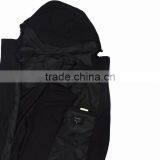 Mens Slim Fitted Long Hooded Cool Black Outerwear Jackets thumbnail-5