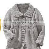 Long Style Baby Cable Sweater Coat Turn-down Collar Girl Knitting Cardigan thumbnail-3