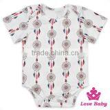 2017 Kids Summer Indian Style Short Sleeve Dreamcatcher Pattern Printed Unisex Infant Cotton Harem Jumpsuit Romper thumbnail-1