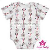 2017 Kids Summer Indian Style Short Sleeve Dreamcatcher Pattern Printed Unisex Infant Cotton Harem Jumpsuit Romper