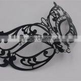 Glossy Metal Black Mask Diamante Rhinestones Italy Costume Masquerade Halloween thumbnail-2
