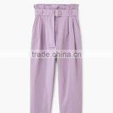 Hot Design Lavender Empire Waist Summer Trousers With Belt Loop thumbnail-5