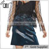 2017 OEM Spring Elegant High Waisted Velvet Wrap Around Skirt thumbnail-1