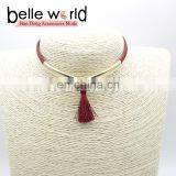 Fashion Suede Fabric Tassel Choker Necklace With Metal thumbnail-4