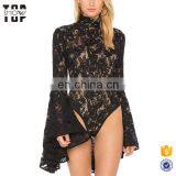Oem Product One Piece Bodysuit Women Cotton Mesh Trim Lace Bodysuit Tops thumbnail-1